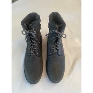 Men's Gray Leather Suede Hiking Boots Outdoor Boots Size 12